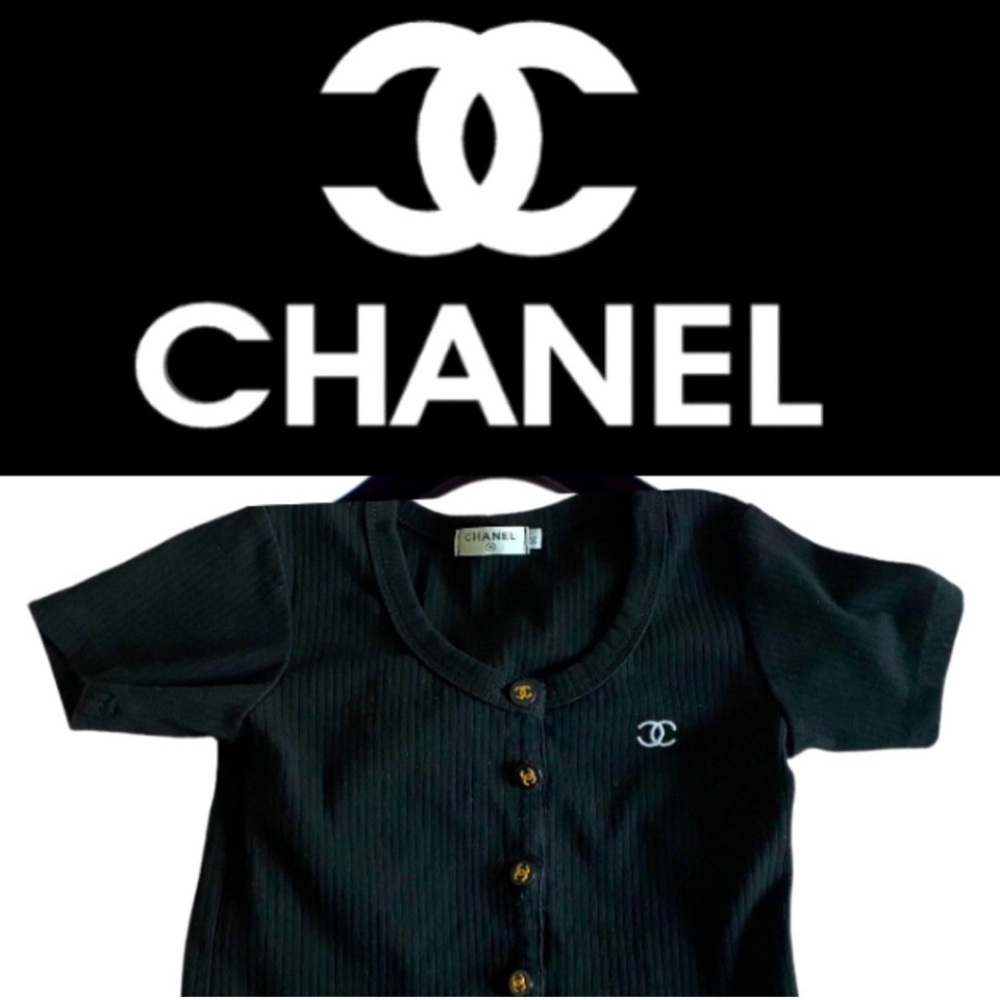 Chanel Black Button Down Top